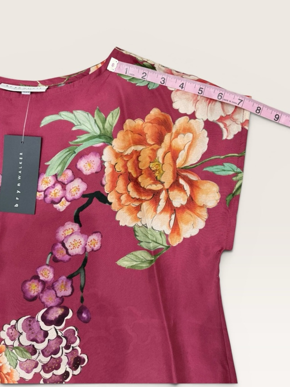 Bryn Walker NWT XXS Burgundy Silk Crane Floral  Print Skirt & Top Set $360 - Picture 11 of 16